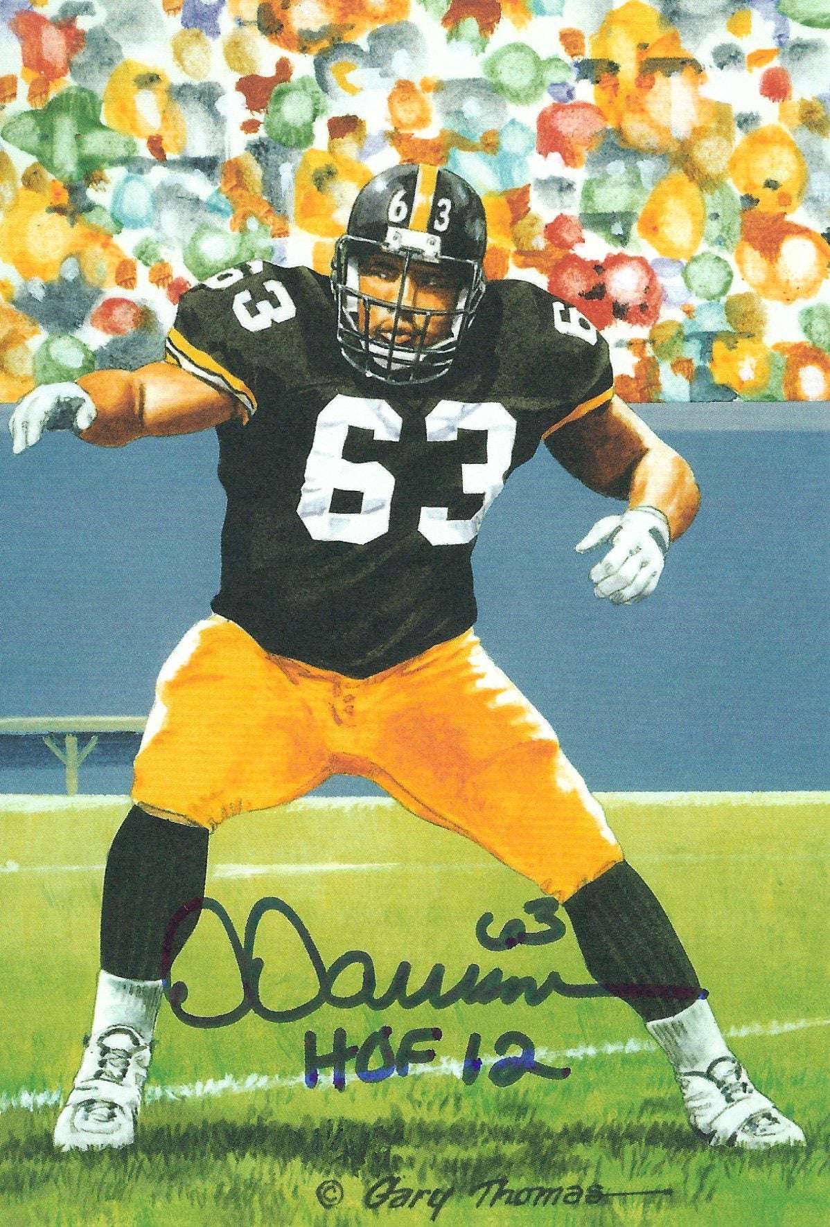 Autographed Dermontti Dawson Goal Line Art Card