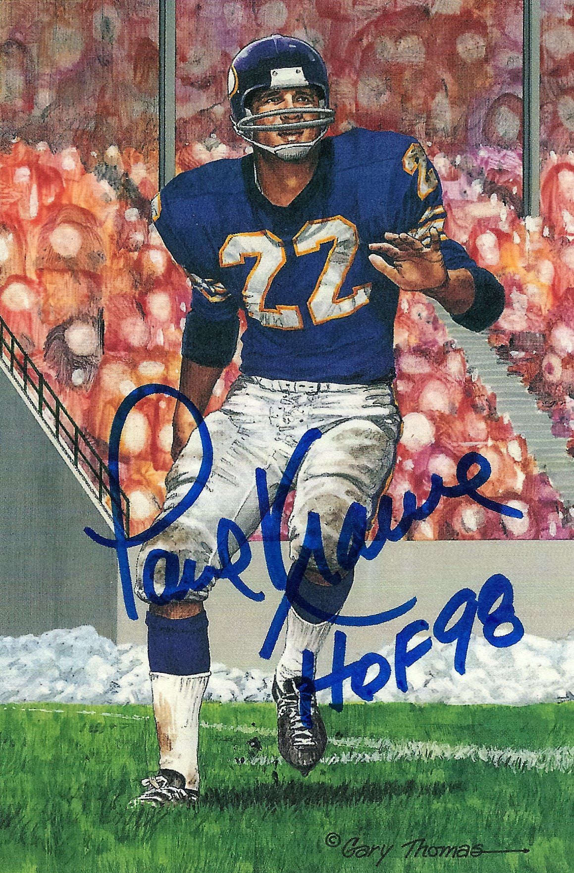 Autographed Paul Krause Goal Line Art Card