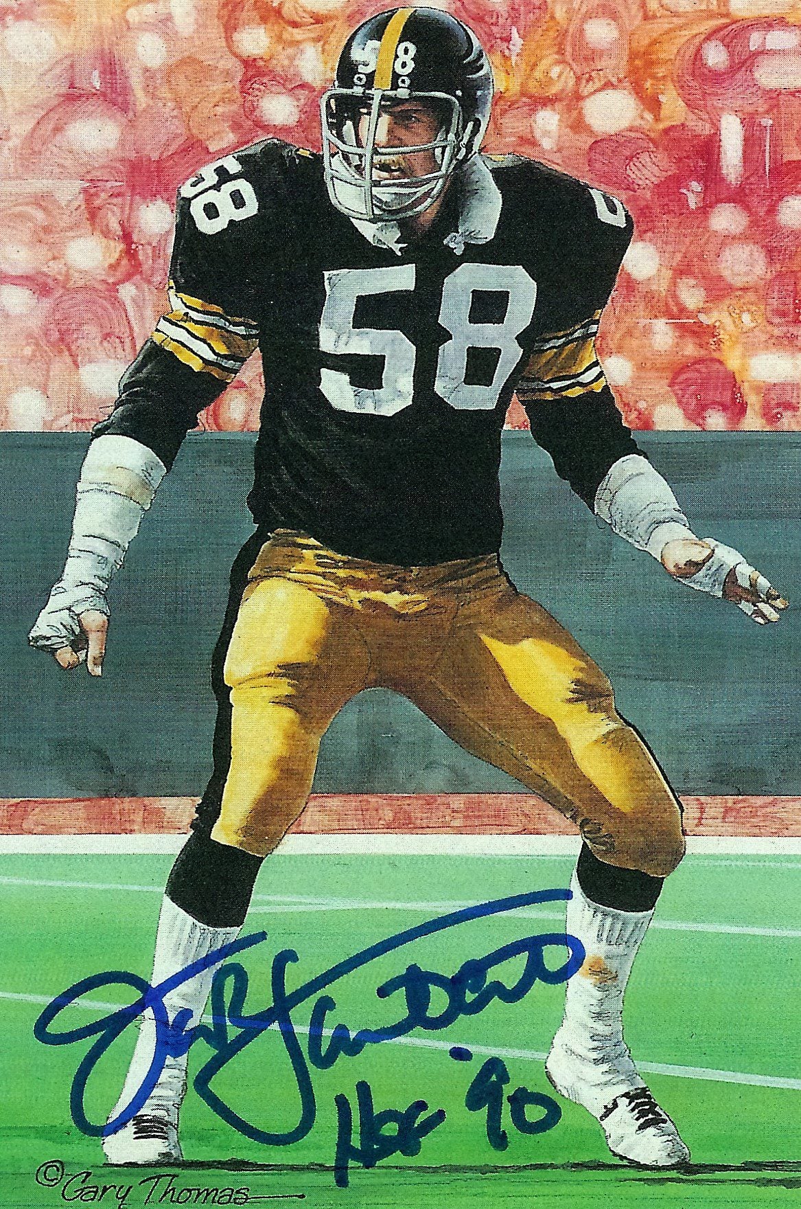 Autographed Jack Lambert Pittsburgh Steelers Goal Line Art Card