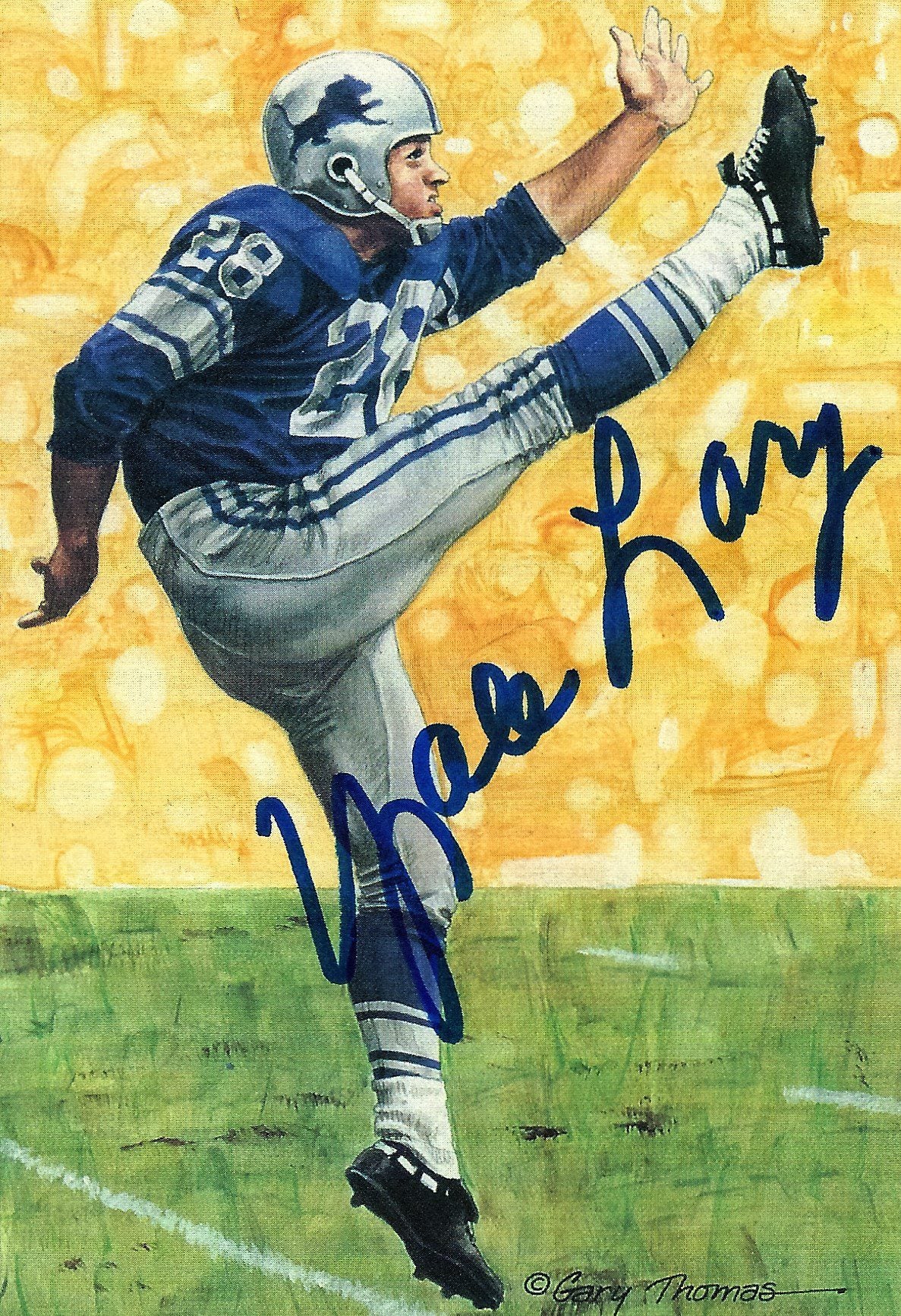 Autographed Yale Lary Goal Line Art Card