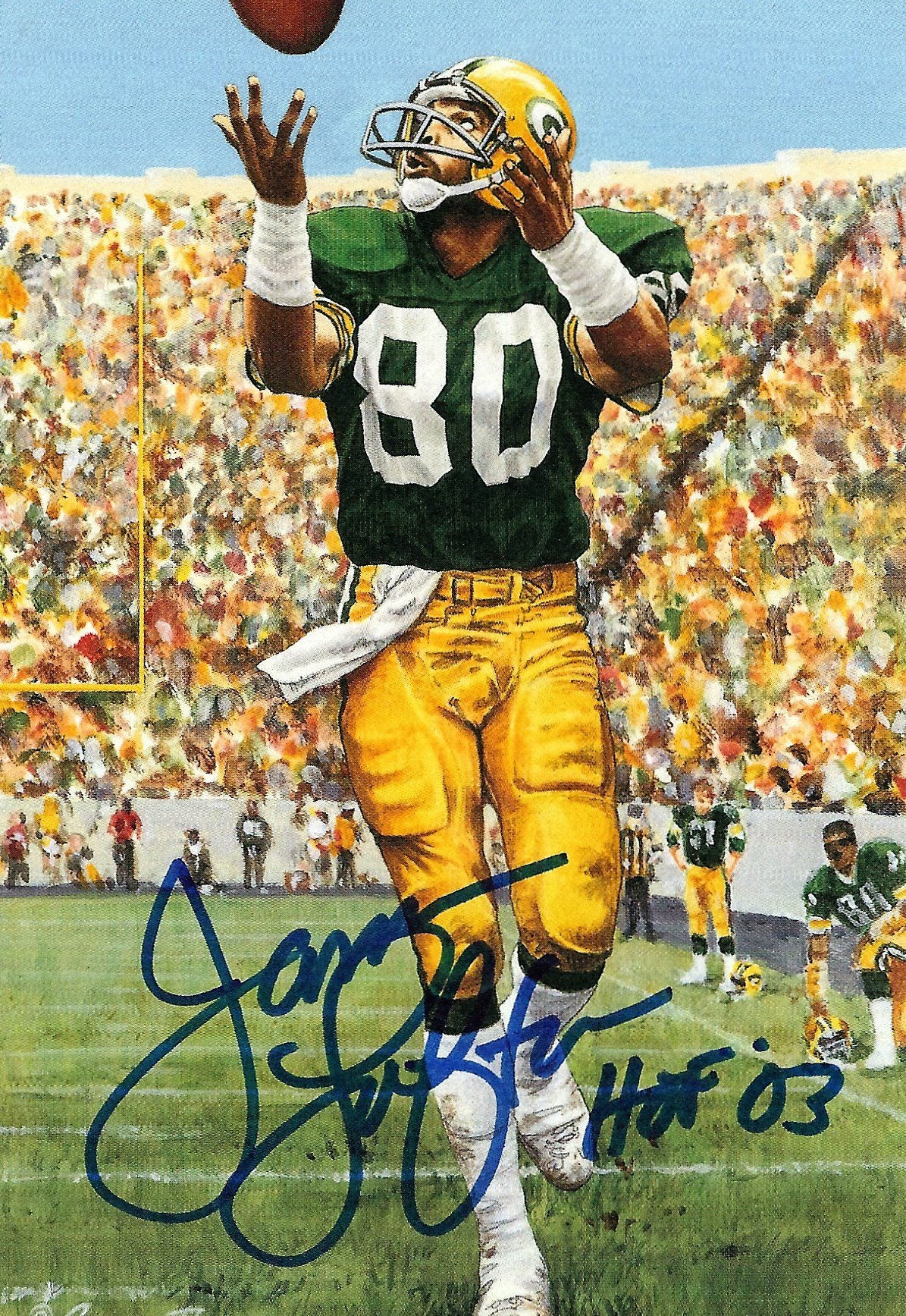 Autographed James Lofton Goal Line Art Card