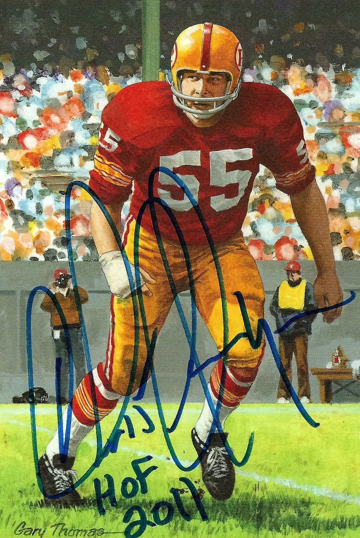 Autographed Chris Hanburger Goal Line Art Card