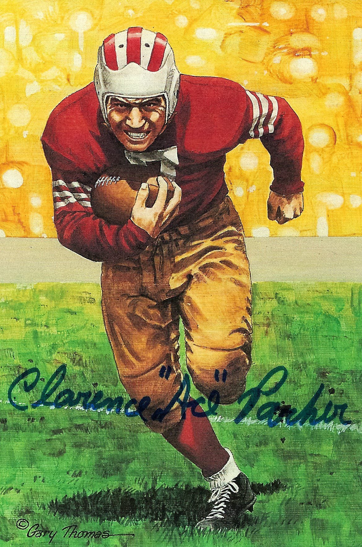 Autographed Clarence Ace Parker Goal Line Art Card