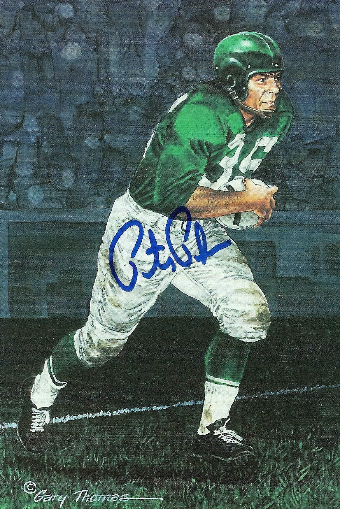Autographed Pete Pihos Goal Line Art Card