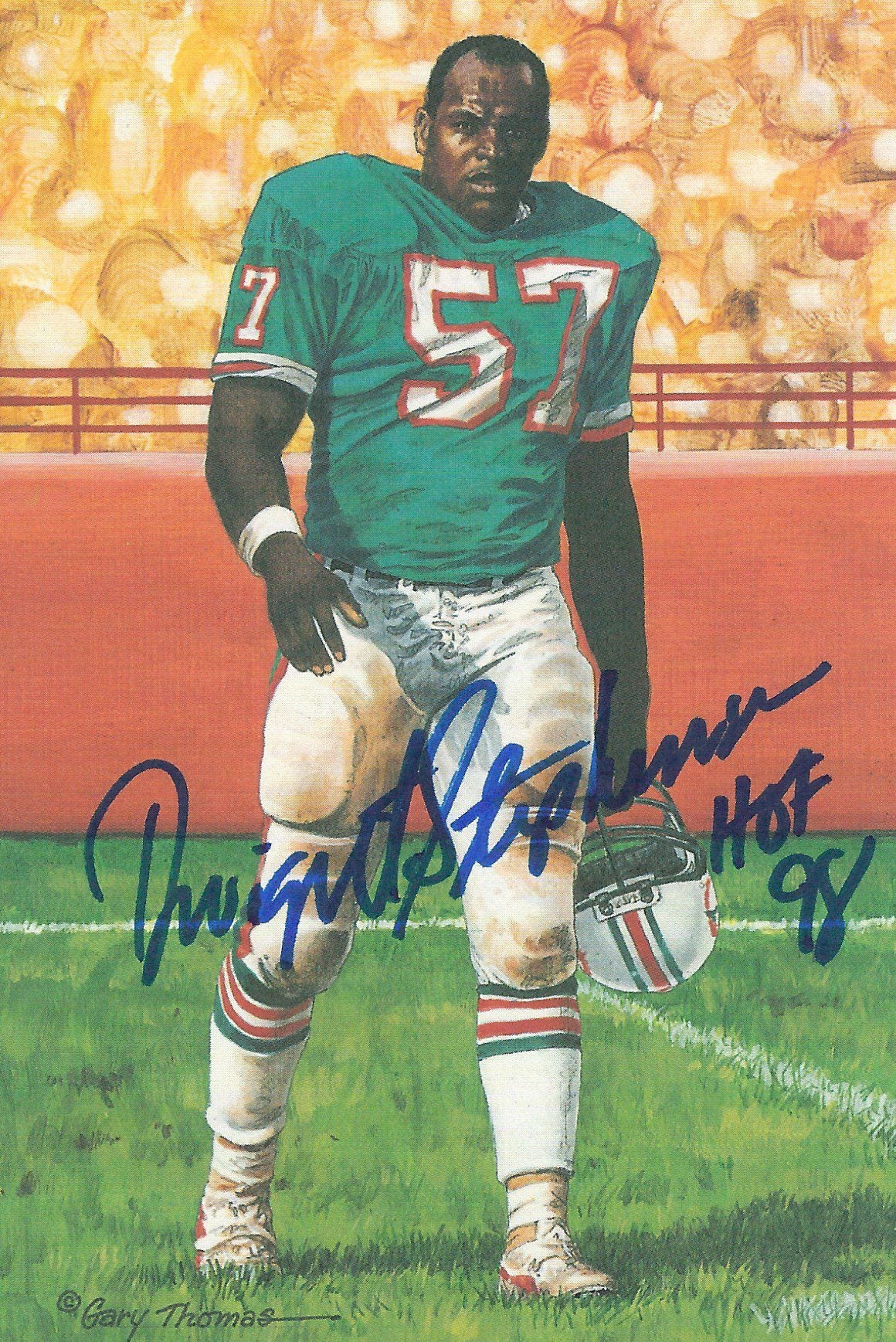 Autographed Dwight Stephenson Goal Line Art Card