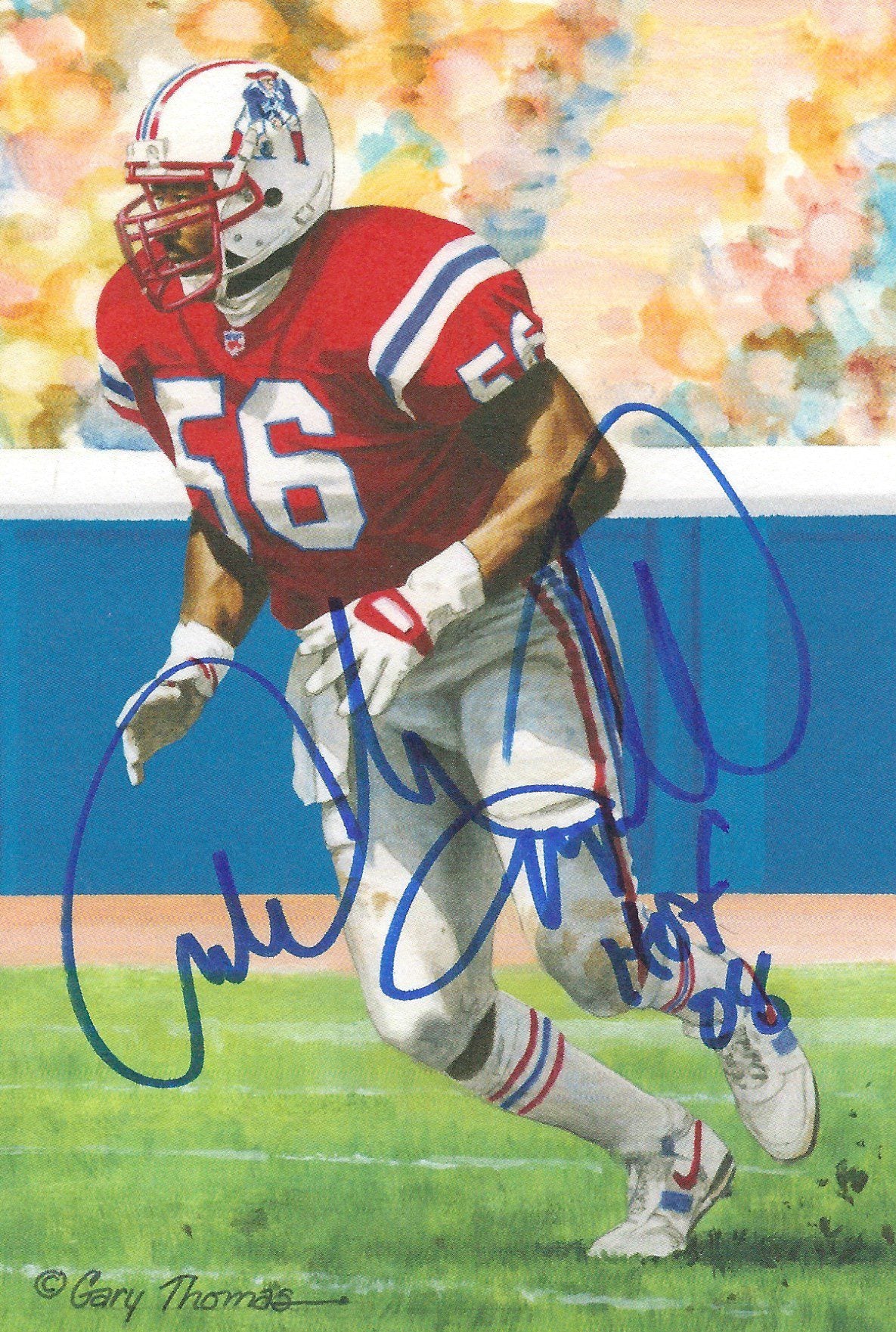 Autographed Andre Tippett Goal Line Art Card