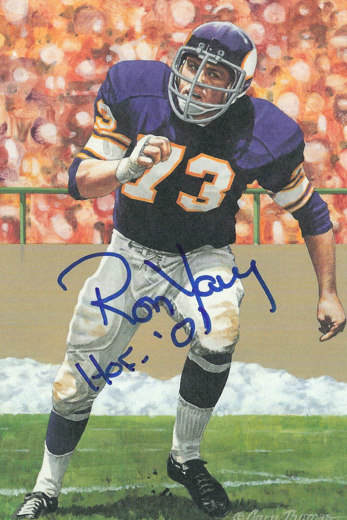 Autographed Ron Yary Goal Line Art Card