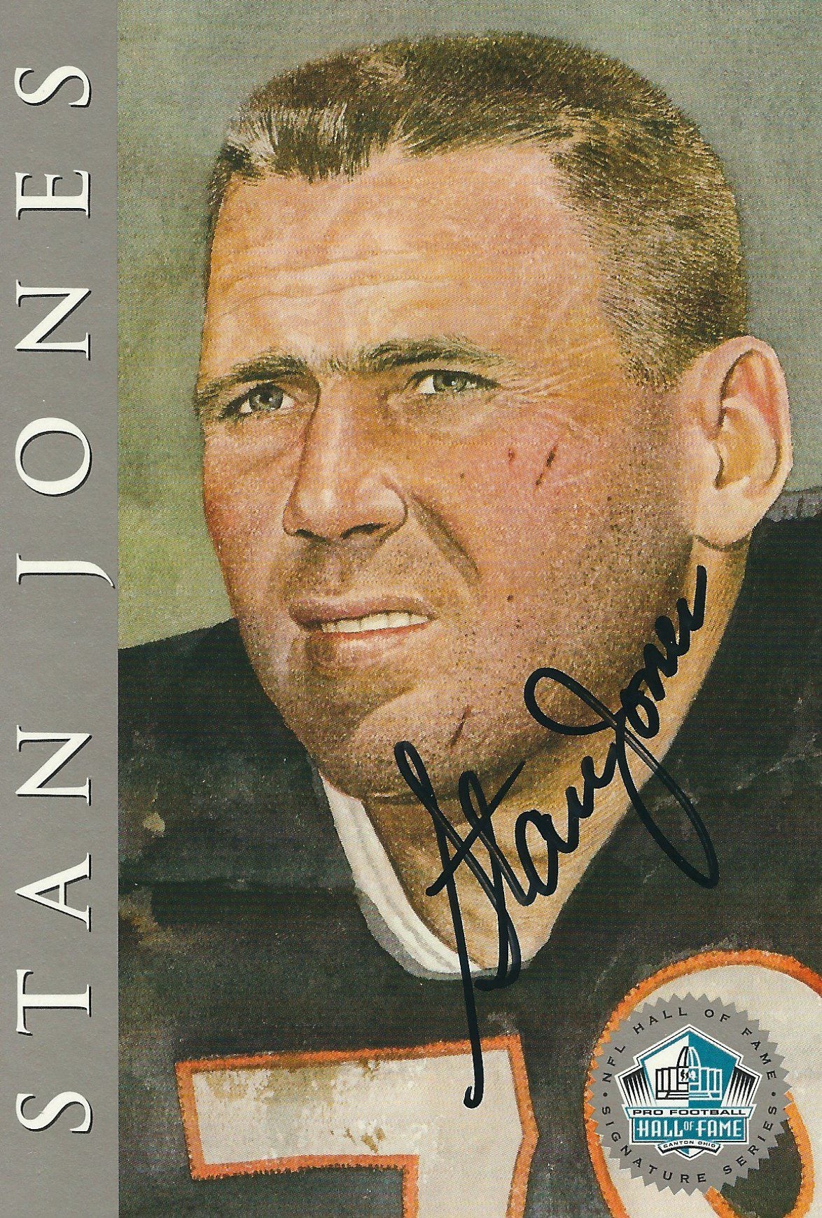 Autographed Stan Jones Chicago Bears Ron Mix Hall of Fame Postcard with COA