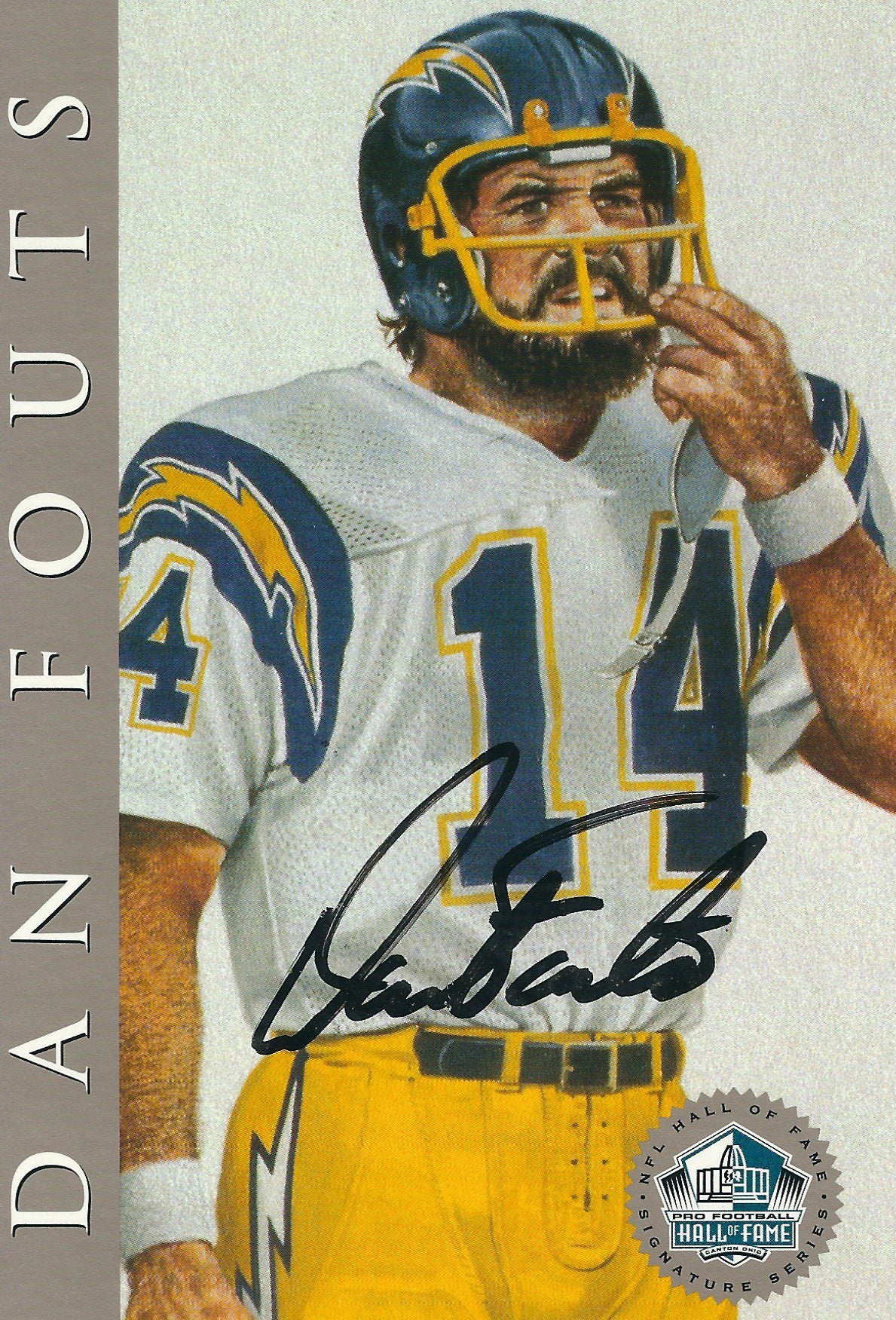 Autographed Dan Fouts San Diego Chargers Ron Mix Hall of Fame Card