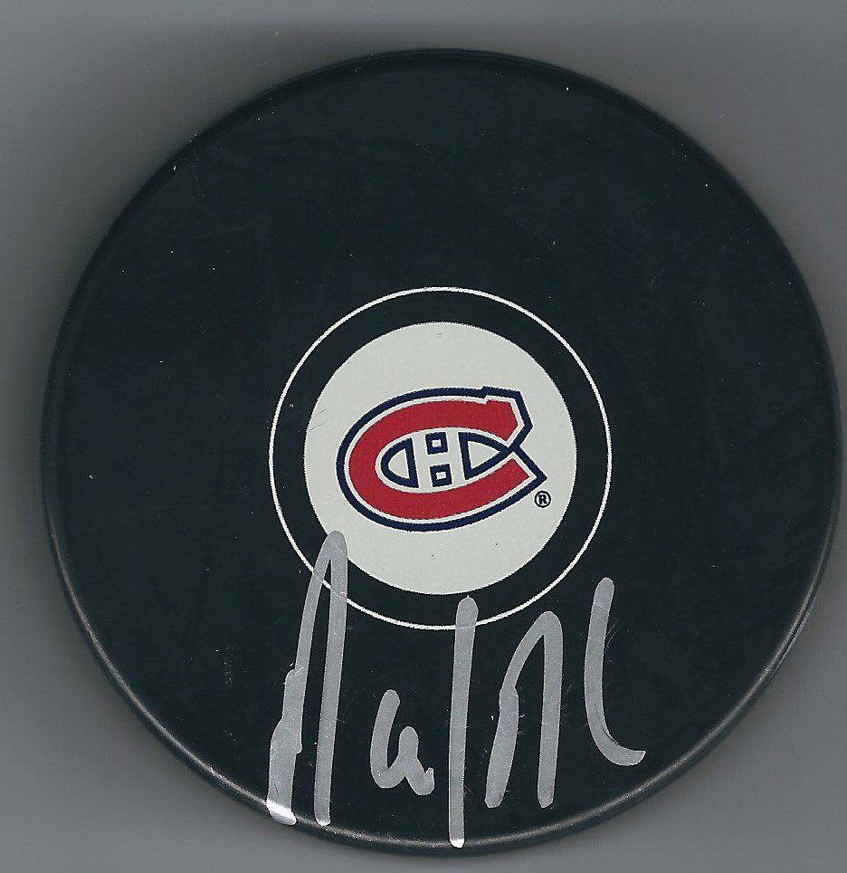Autographed DAVID DESHARNAIS Montreal Canadiens Hockey Puck