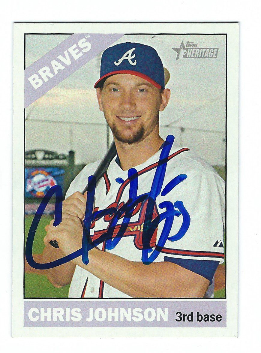 Autographed CHRIS JOHNSON Atlanta Braves 2015 Topps Heritage Card #154