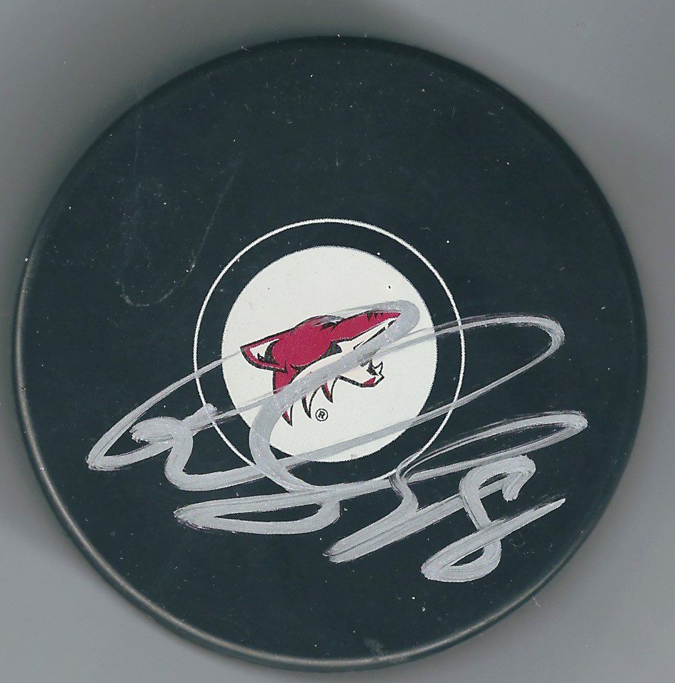 Autographed TOBIAS RIEDER Arizona Coyotes Hockey Puck