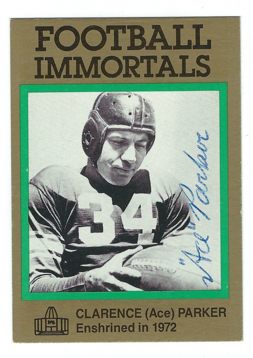 Autographed ACE PARKER Brooklyn Dodgers Football Immortals Card