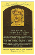 Autographed Lou Boudreau Hall of Fame Gold Plaque