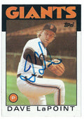 Autographed DAVE LAPOINT 1986 Topps Card