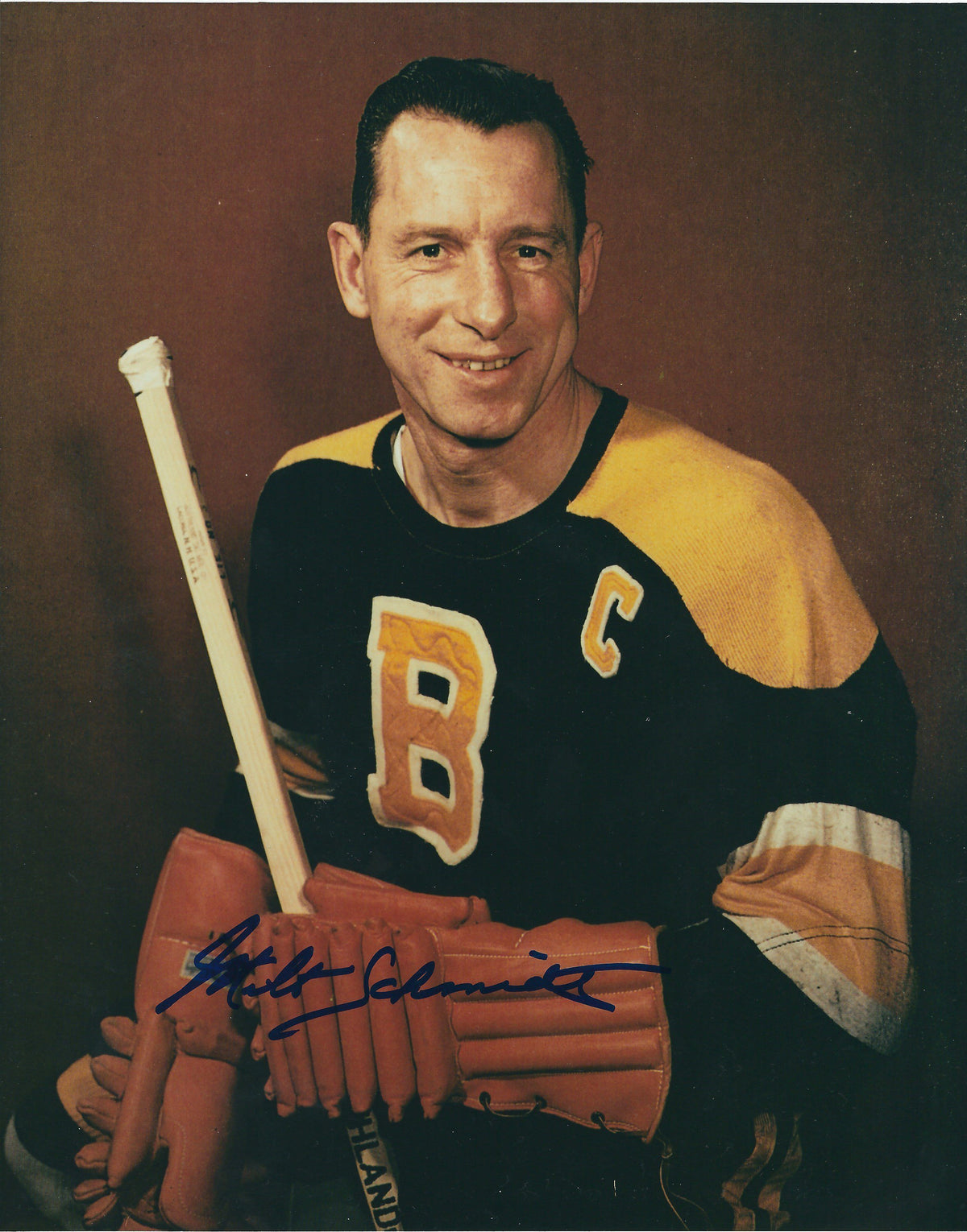 AUTOGRAPHED MILT SCHMIDT HOF 8X10 Boston Bruins Photo