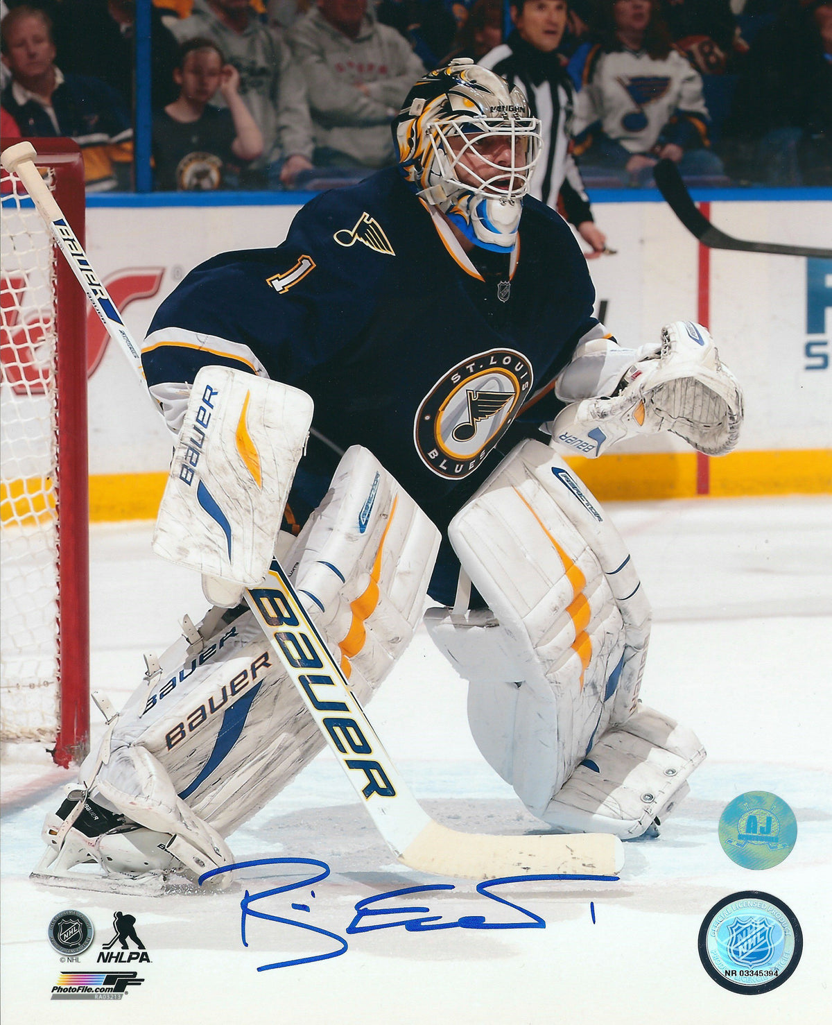 Autographed BRIAN ELLIOTT 8x10 St. Louis Blues Photo