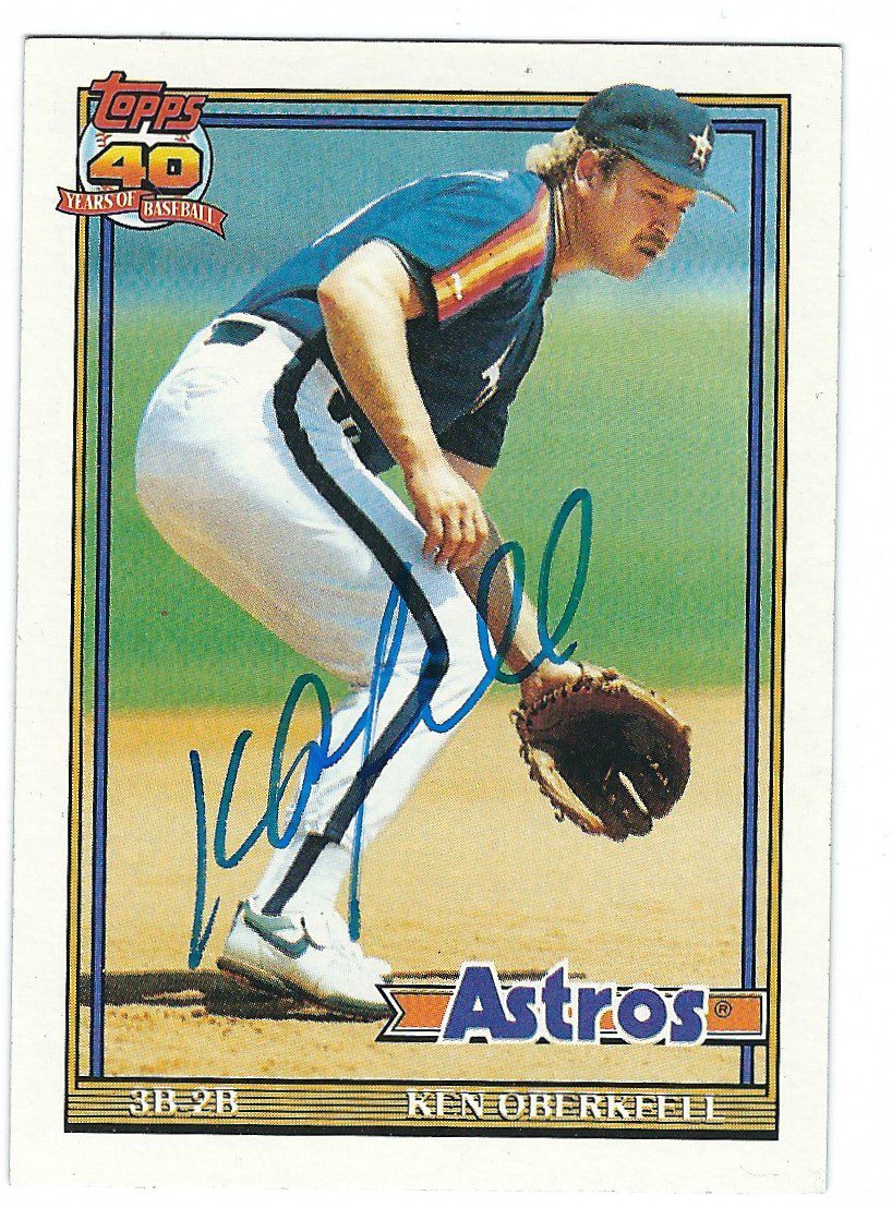 Autographed KEN OBERKFELL 1991 TOPPS Card