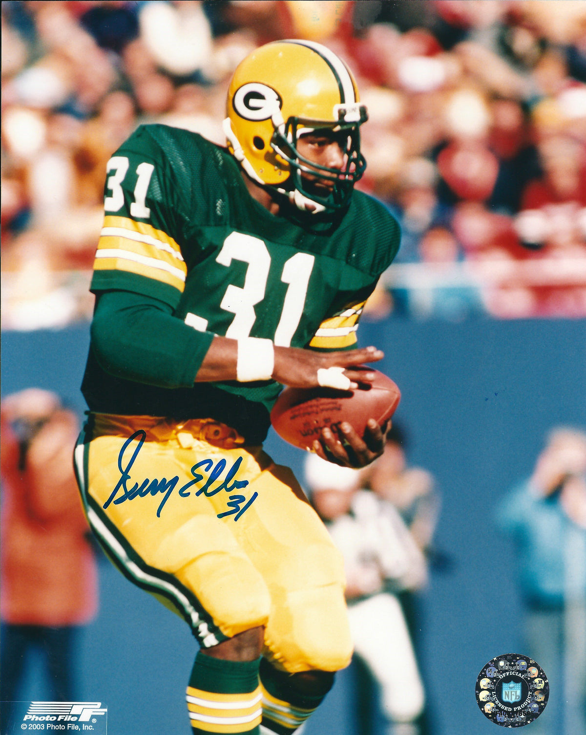 Autographed GERRY ELLIS 8x10 Green Bay Packers Photo
