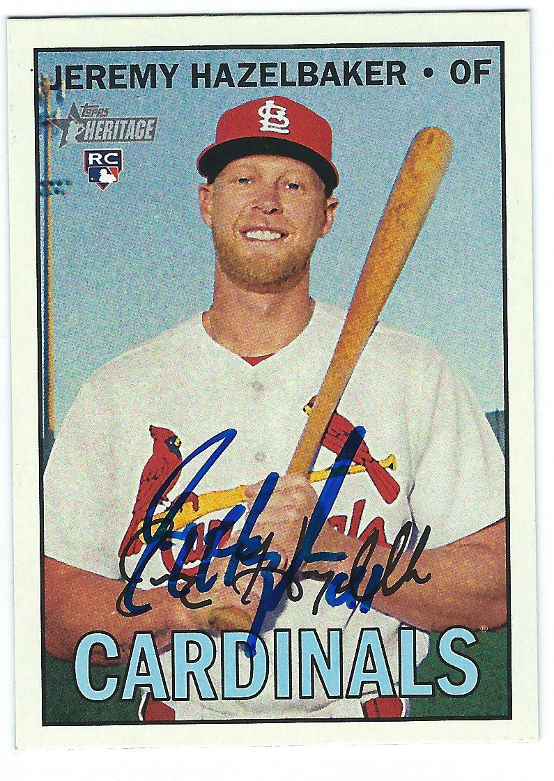 Autographed JEREMY HAZELBAKER 2016 Topps Heritage Card