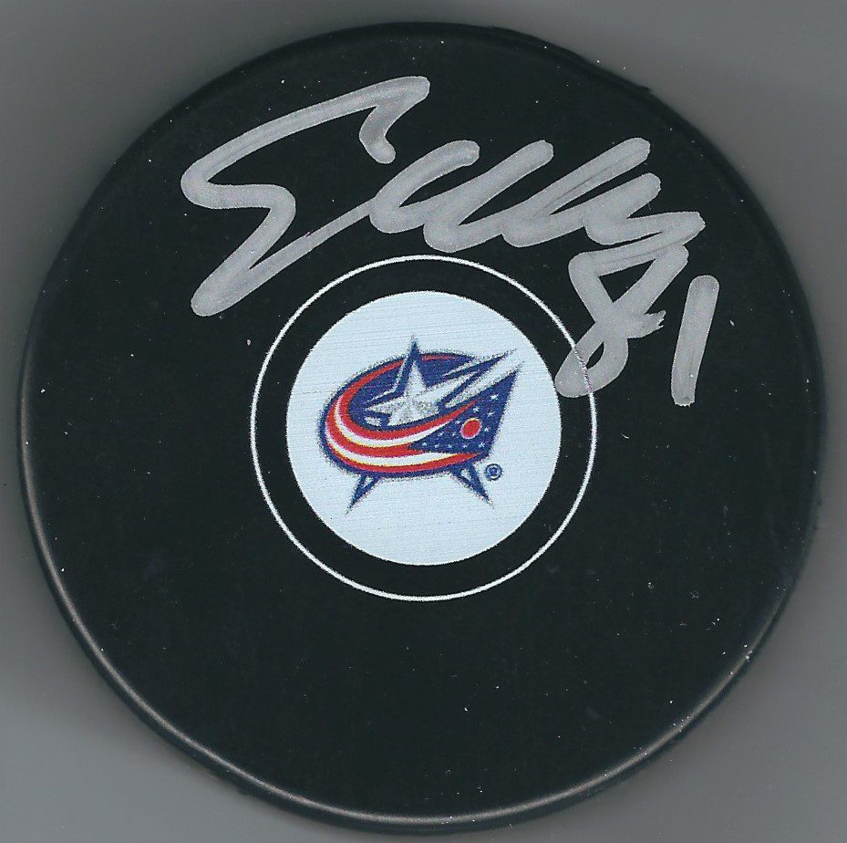 Autographed SAM GAGNER Columbus Blue Jackets Hockey Puck