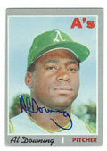 Autographed AL DOWNING Oakland A's 1970 Topps  Card