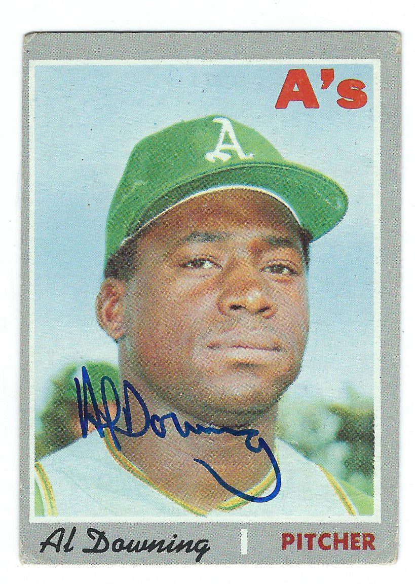 Autographed AL DOWNING Oakland A's 1970 Topps  Card