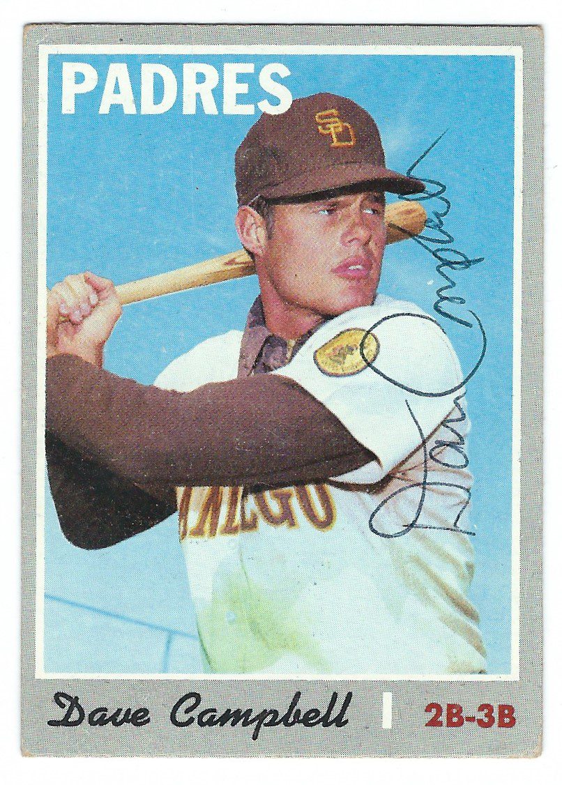 Autographed DAVE CAMPBELL 1970 Topps  Card