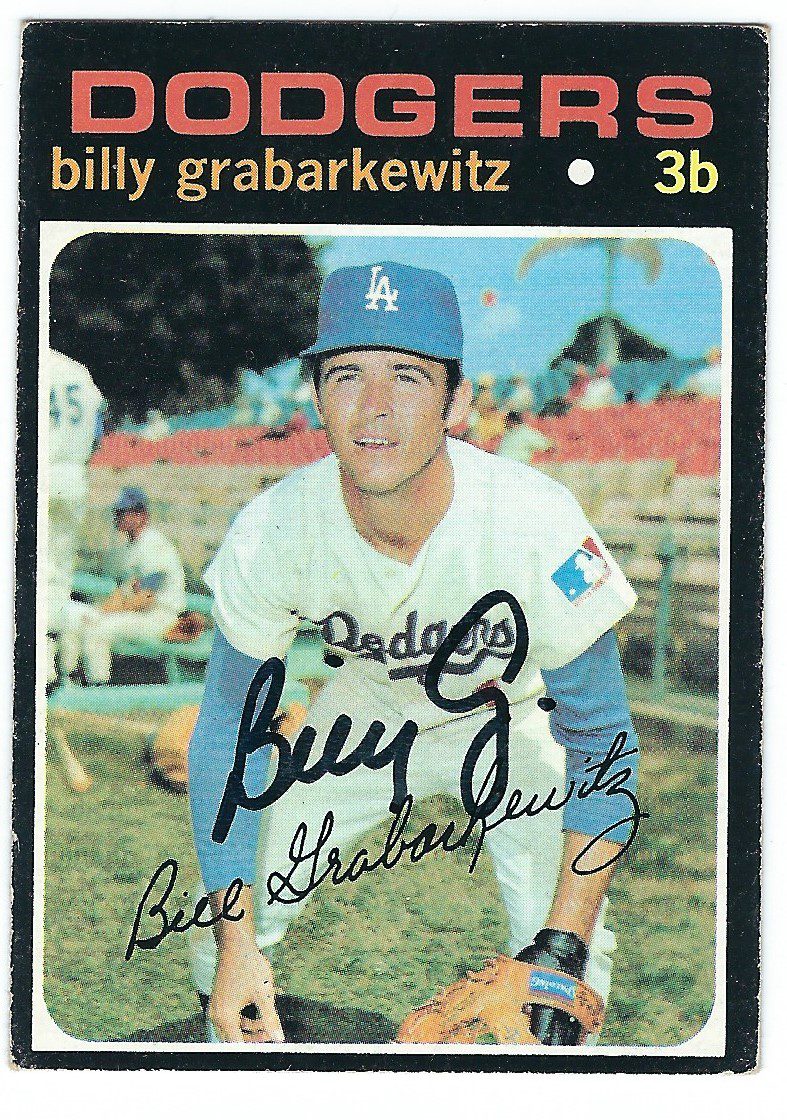 Autographed BILLY GRABARKEWITZ Los Angeles Dodgers 1971 Topps Card