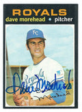 Autographed DAVE MOREHEAD Kansas City Royals 1971 Topps Card