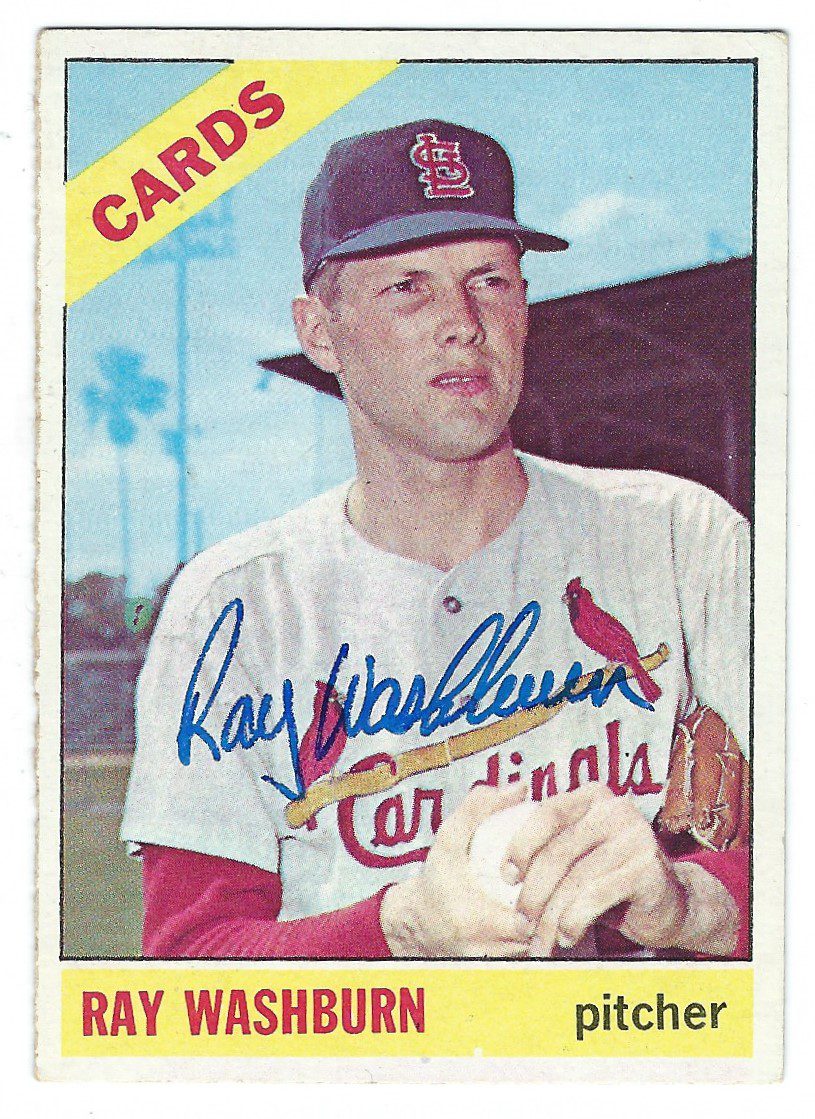 Autographed RAY WASHBURN 1966 Topps Card