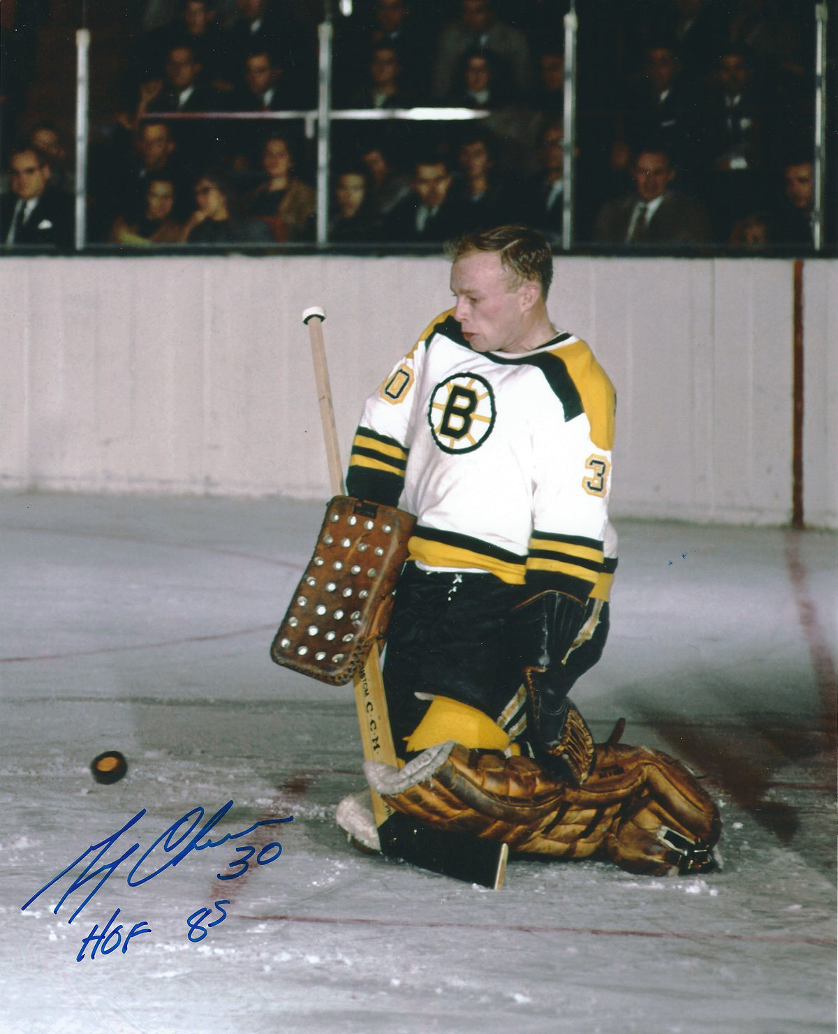 Autographed GERRY CHEEVERS 8X10 Boston Bruins  Photo