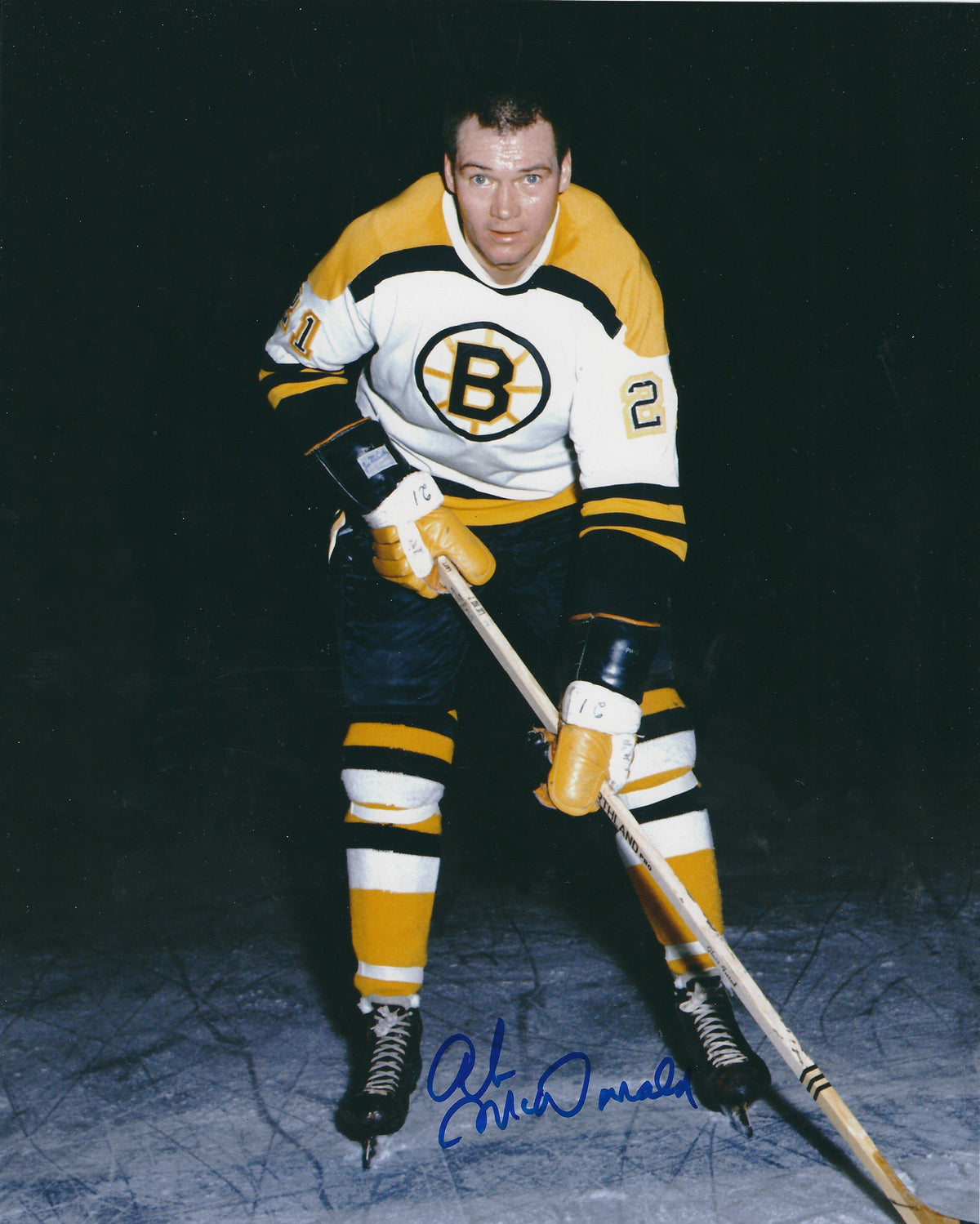 Autographed AB MCDONALD 8X10 Boston Bruins  Photo