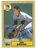 Autographed SID BREAM Pittsburgh Pirates 1987 Topps Card