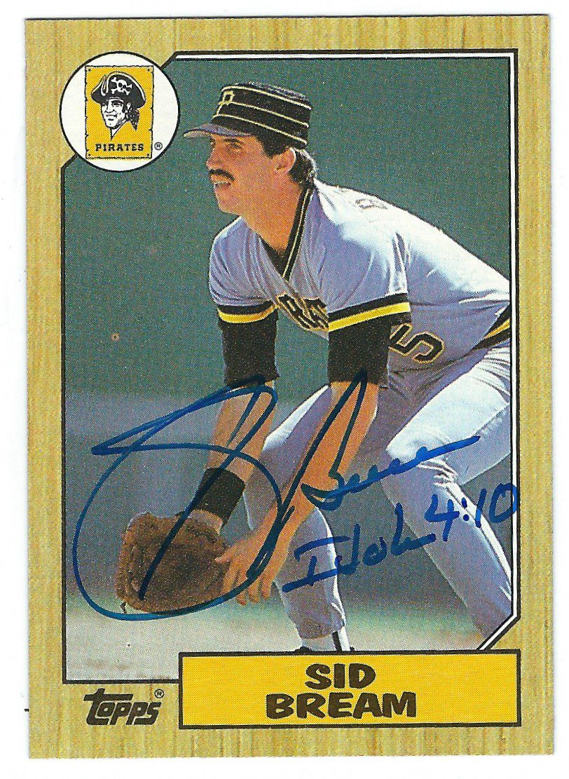 Autographed SID BREAM Pittsburgh Pirates 1987 Topps Card
