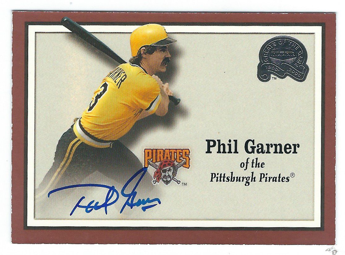 Autographed PHIL GARNER 2000 FLEER GREATS of the GAME CARD