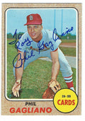 Autographed PHIL GAGLIANO St. Louis Cardinals 1968 Topps Card