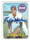 Autographed FELIX MILLAN Atlanta Braves 1969 Topps Card