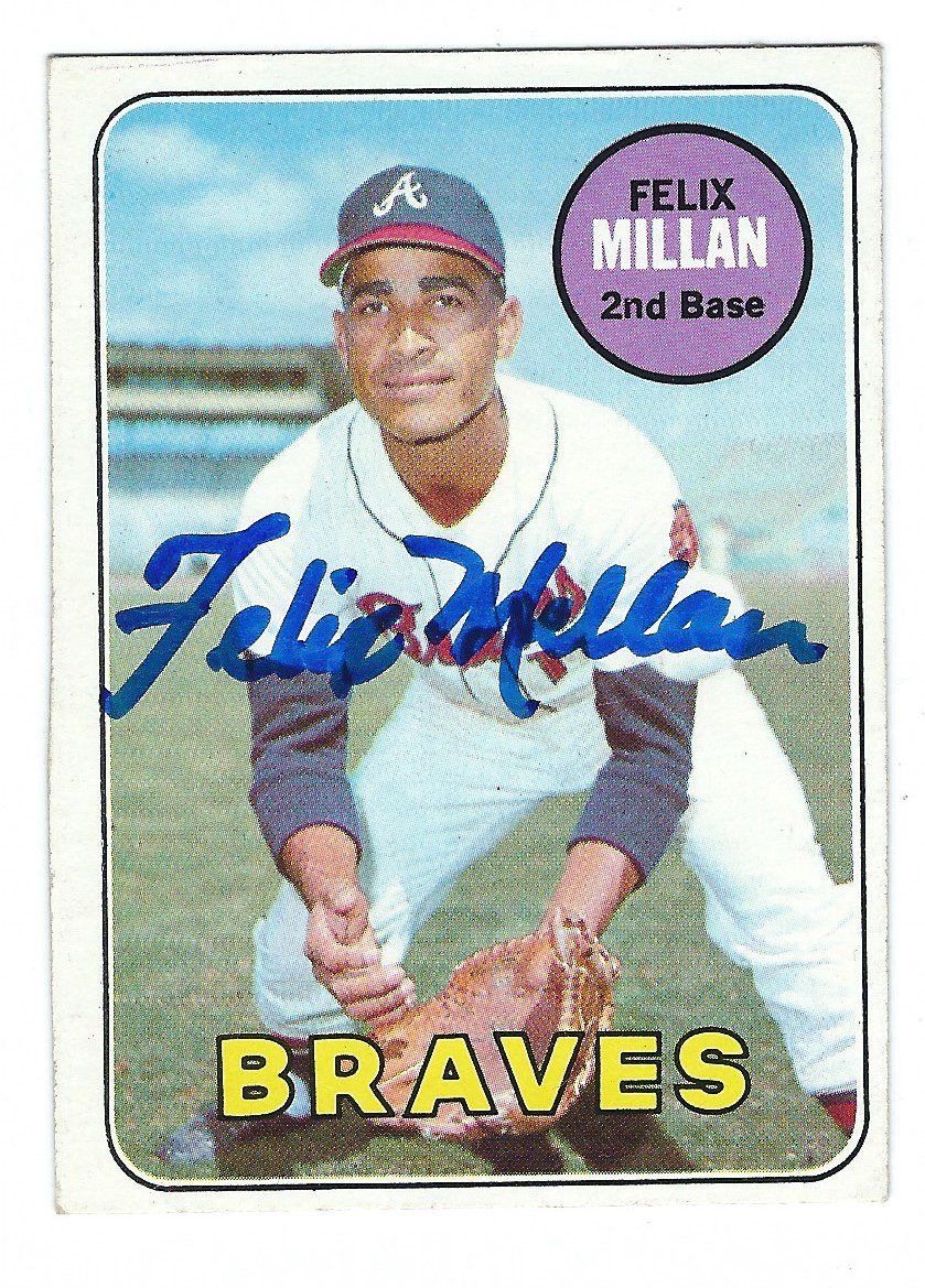 Autographed FELIX MILLAN Atlanta Braves 1969 Topps Card