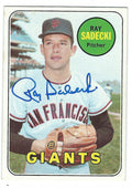 Autographed RAY SADECKI 1969 Topps Card