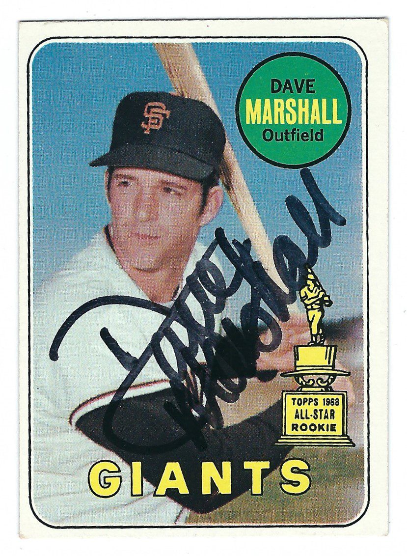 Autographed DAVE MARSHALL 1969 Topps Card
