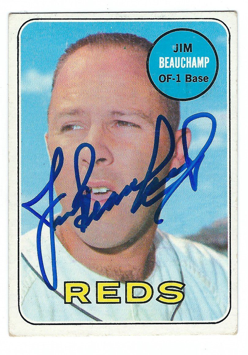 Autographed JIM BEAUCHAMP 1969 Topps Card