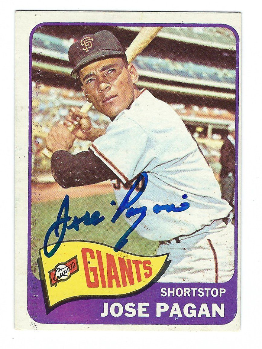 Autographed JOSE PAGAN 1965 Topps Card