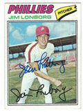 Autographed JIM LONBORG Philadelphia Phillies 1977 Topps Card