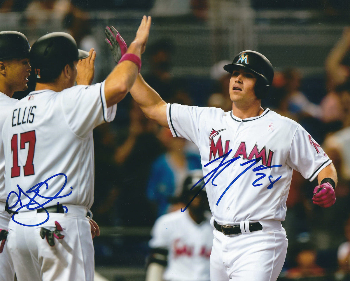 AUTOGRAPHED A.J ELLIS & TYLER MOORE 8X10 Miami Marlins Photo
