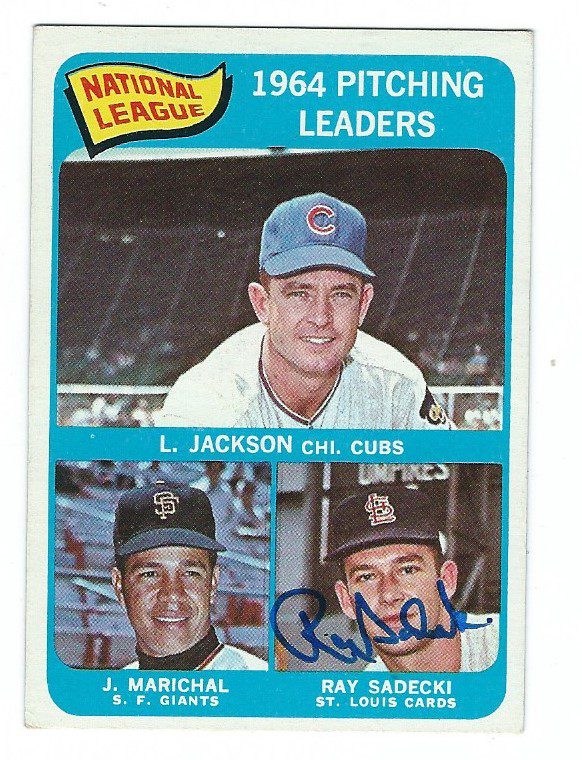 Autographed RAY SADECKI 1965 Topps Card