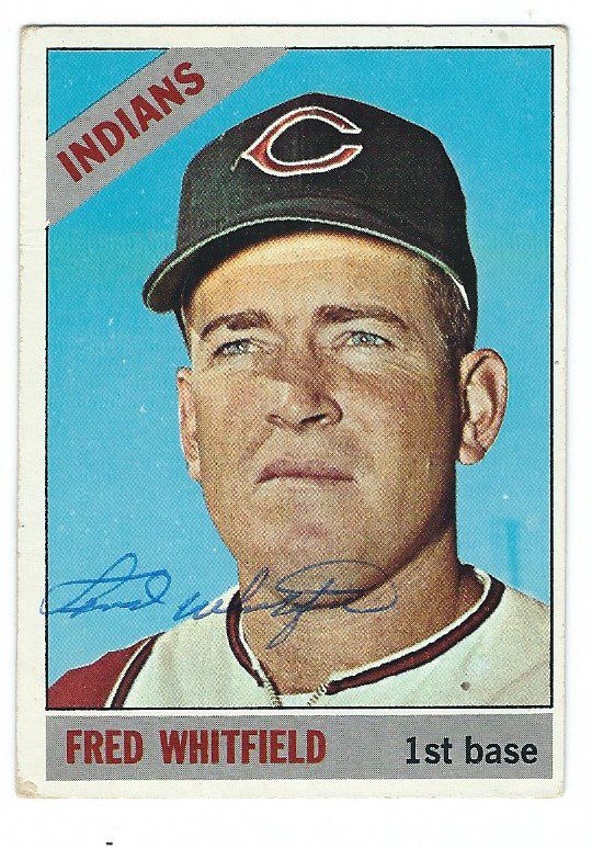 Autographed FRED WHITFIELD Cleveland Indians 1966 Topps Card