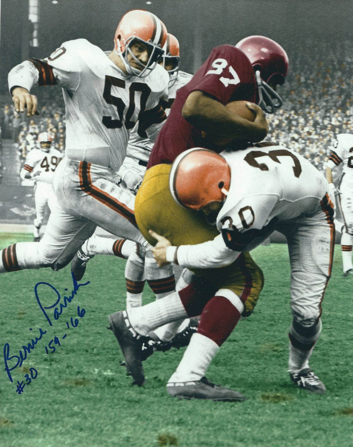 Autographed BERNIE PARRISH 8X10 Cleveland Browns Photo