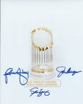 AUTOGRAPHED RICK MONDAY, STEVE YEAGER, JOE FERGUSON 8x10 Los Angeles Dodgers photo