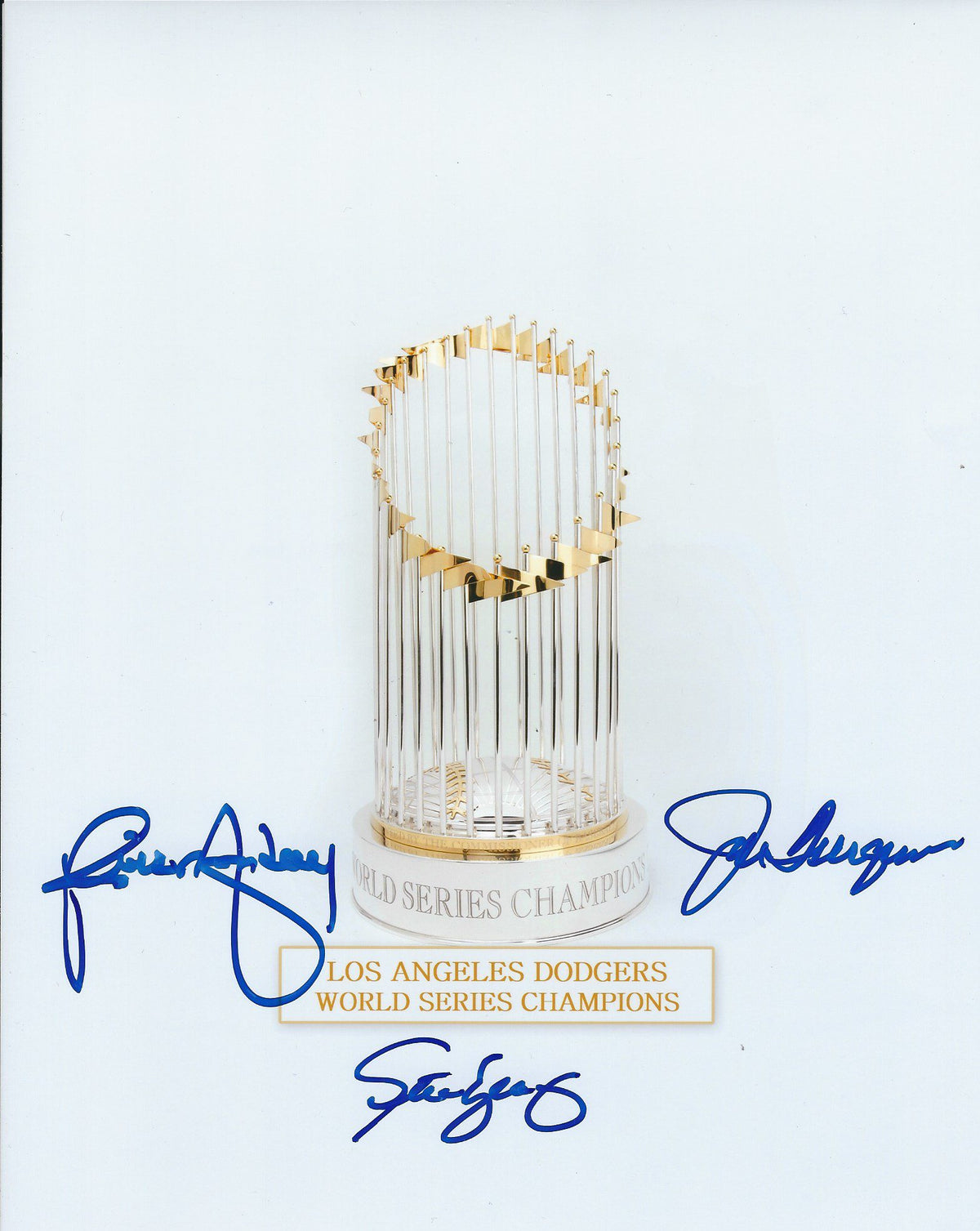 AUTOGRAPHED RICK MONDAY, STEVE YEAGER, JOE FERGUSON 8x10 Los Angeles Dodgers photo